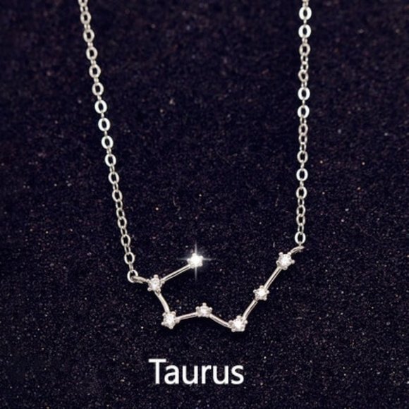 Sterling Silver Diamond Zodiac Necklace--Taurus - Picture 1 of 3